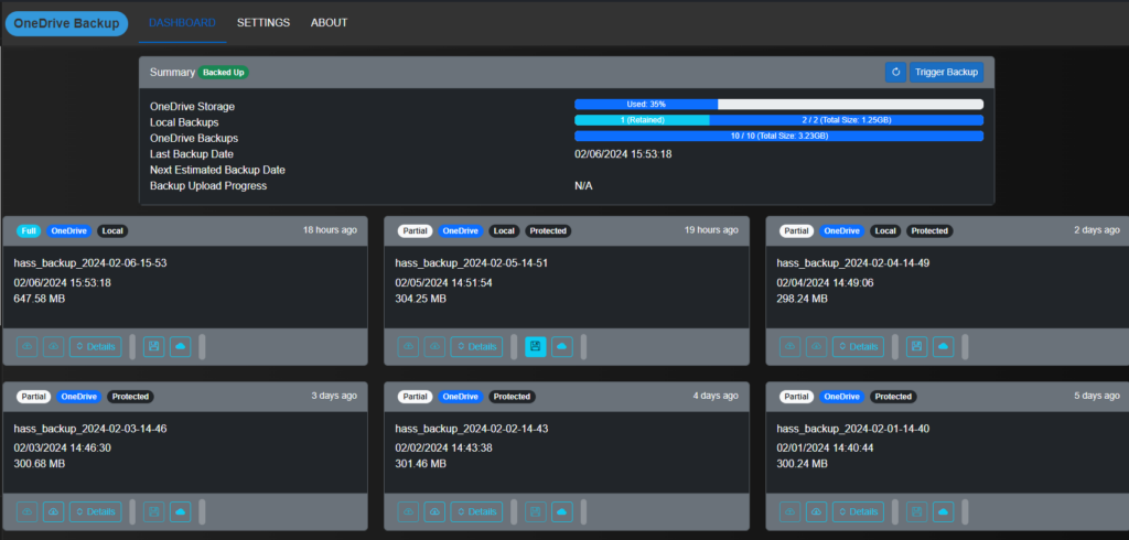 Screenshot from the OneDrive Backup addon by lavinir